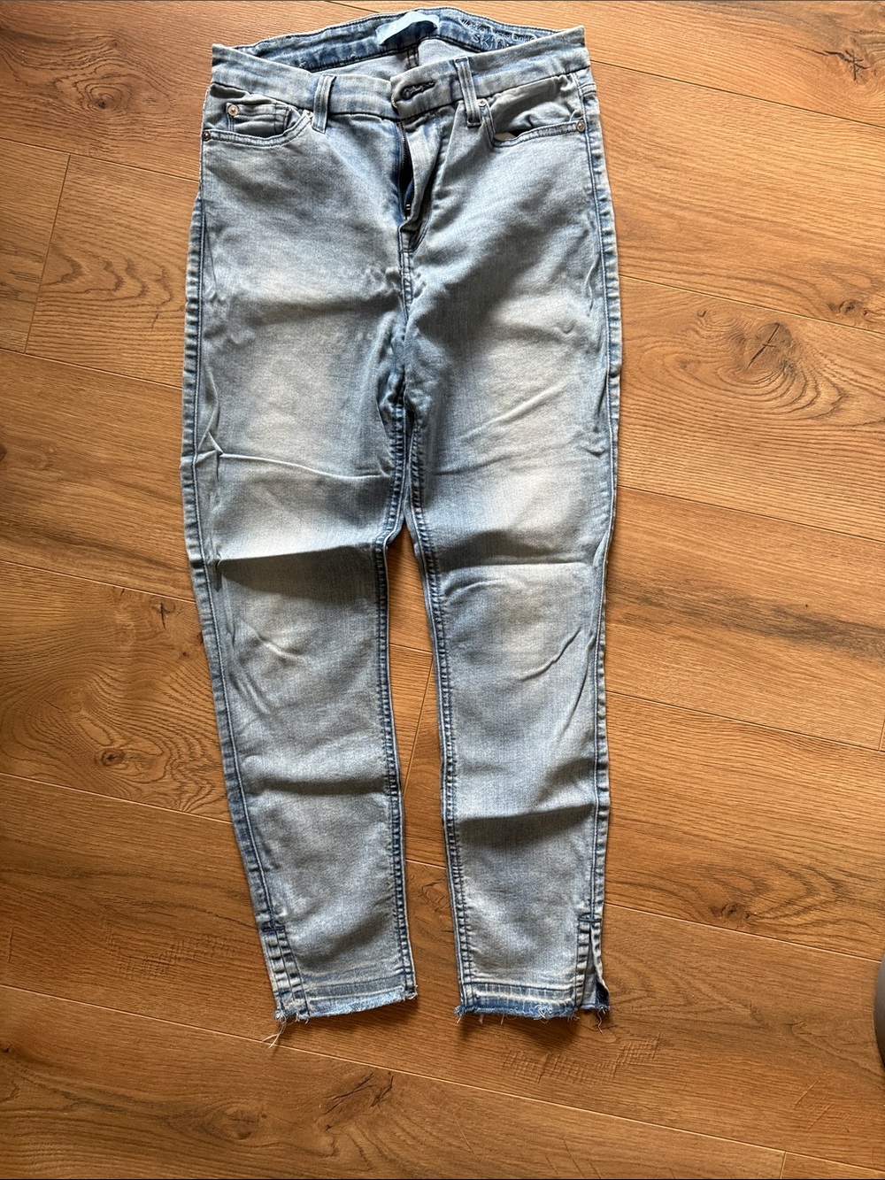 7 For All Mankind Light Blue Cropped Stretch Denim Jeans